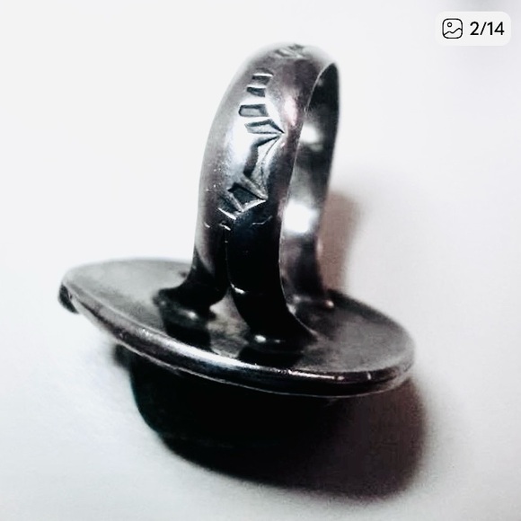 Old Pawn Silver and  Royston Turquoise Nugget Ring - Picture 2 of 13